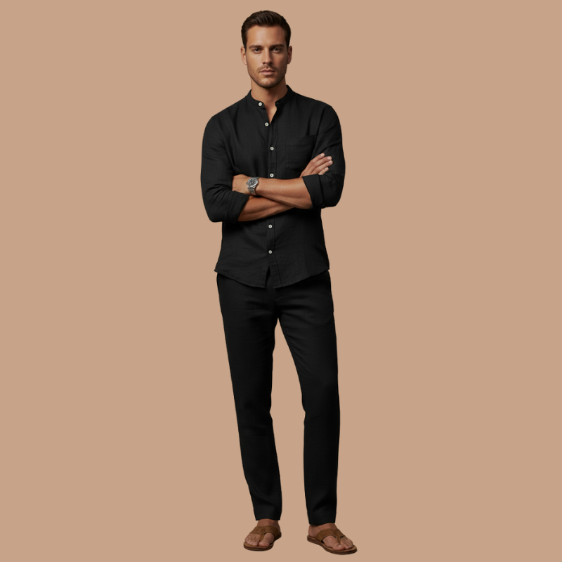 Men’s Linen Shirt & Trousers Set – Breathable Casual Elegance