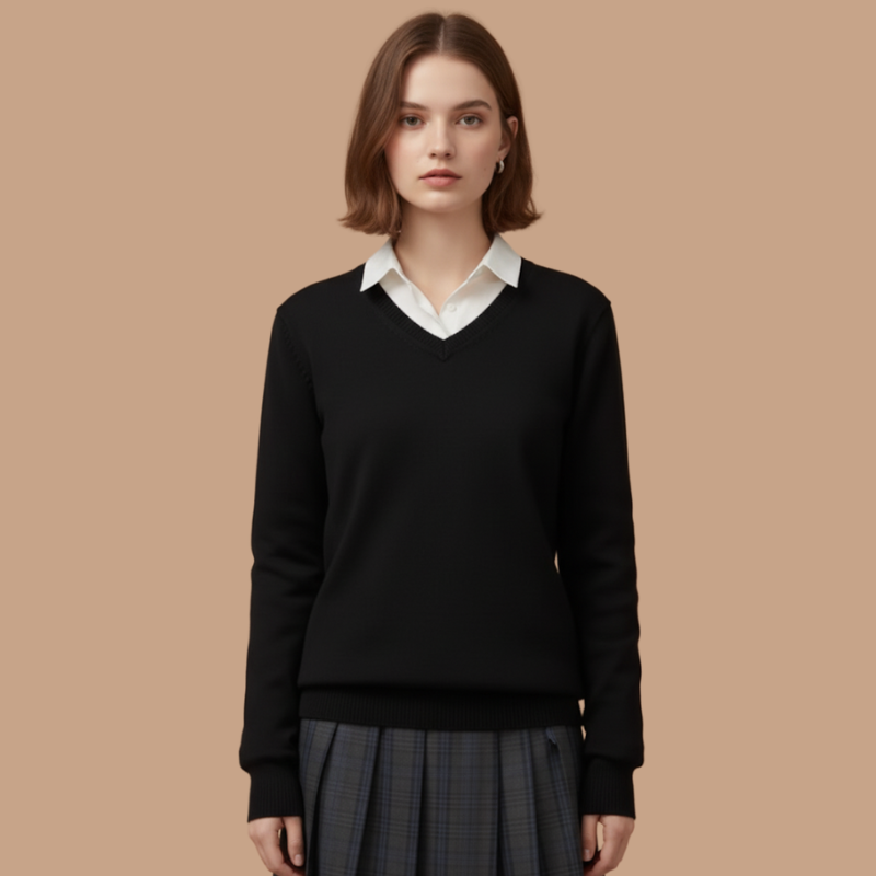 Black V-Neck Knit Vest – Autumn/Winter Classic