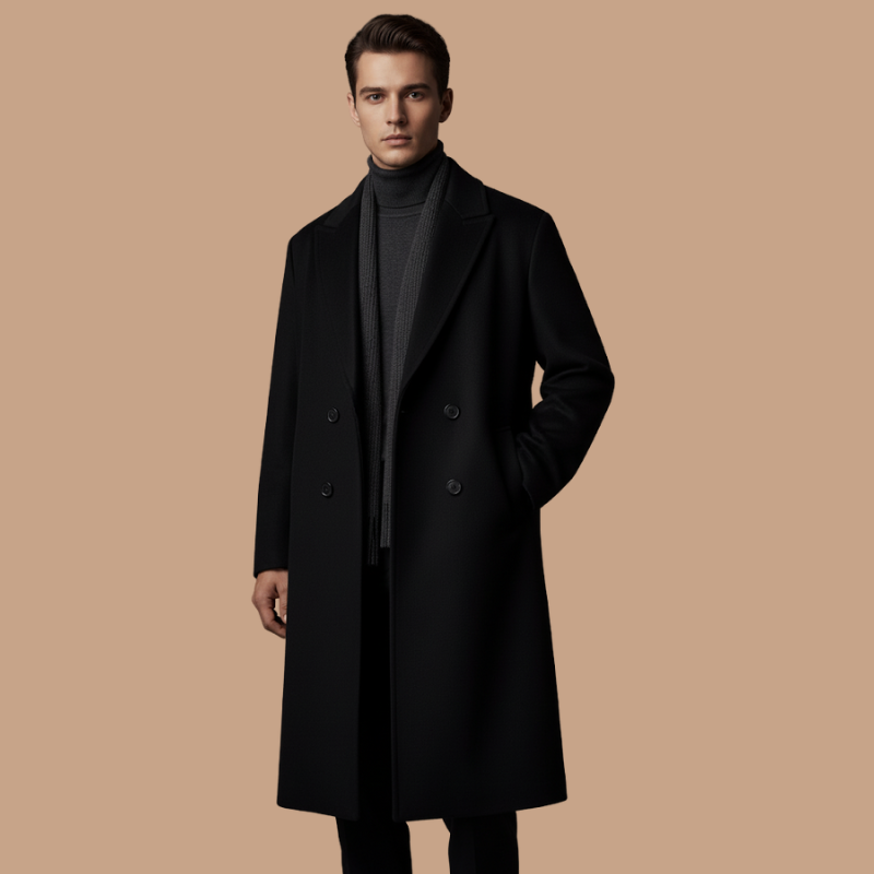 Men’s Casual Wool Overcoat – Elegant Loose-Fit Design