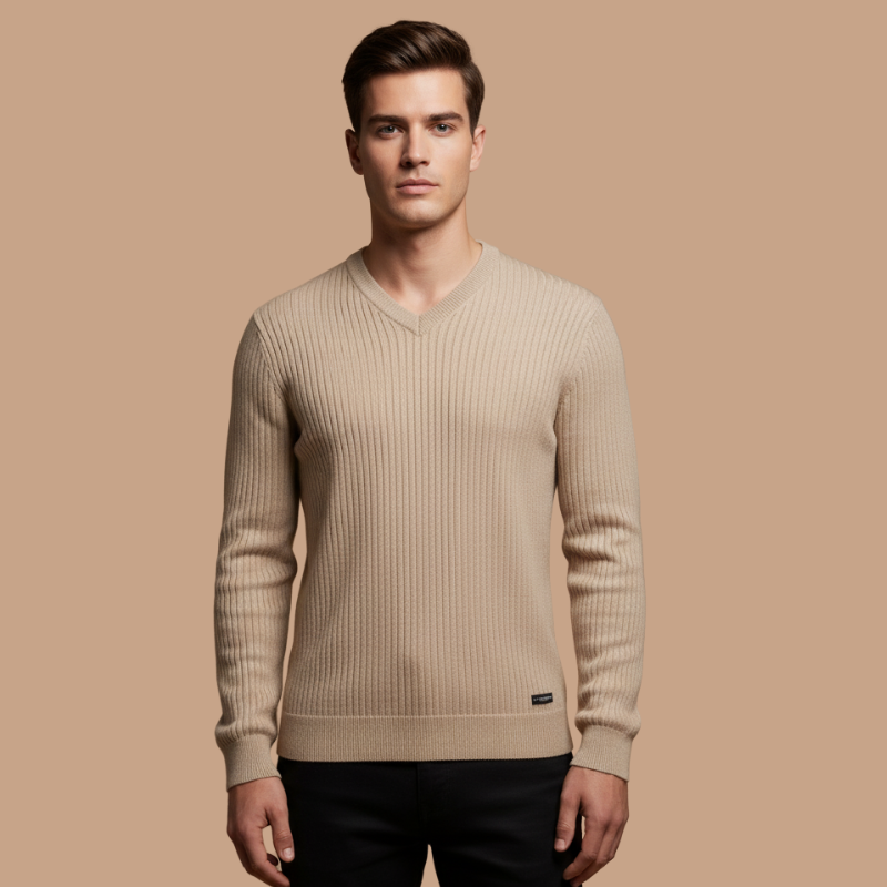 V-Neck Cotton Pullover – Timeless Men’s Knit