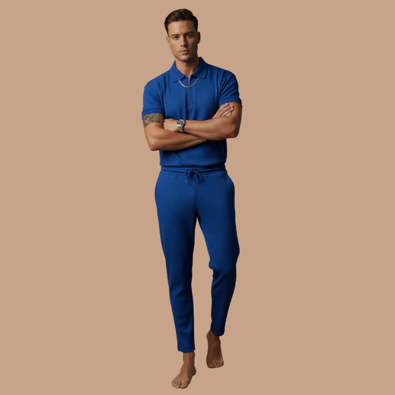 Men’s Short-Sleeve Collar & Pants Set – European & American Style