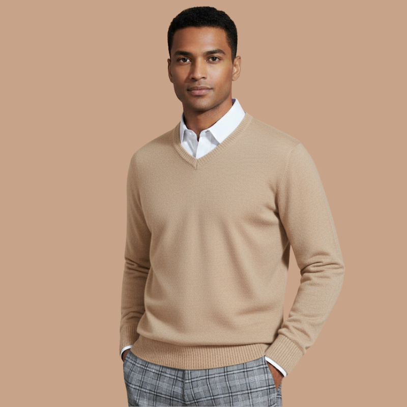 Cashmere-Cotton V-Neck – Business Casual Kni