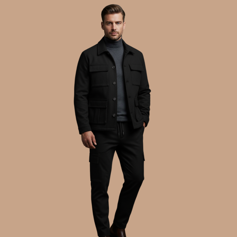 Retro Work Jacket & Multi-Pocket Pants – Stylish Men’s Ensemble