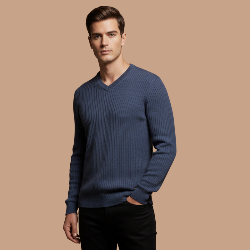 V-Neck Cotton Pullover – Timeless Men’s Knit