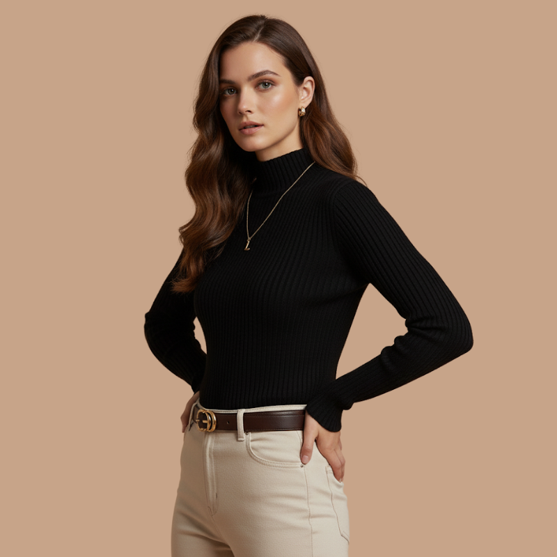Slim Mock-Neck Knit – Winter Essential