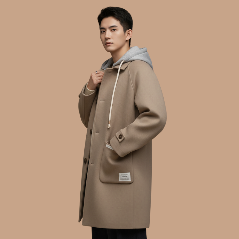 Casual Wool Coat – Minimalist Design with Single Button