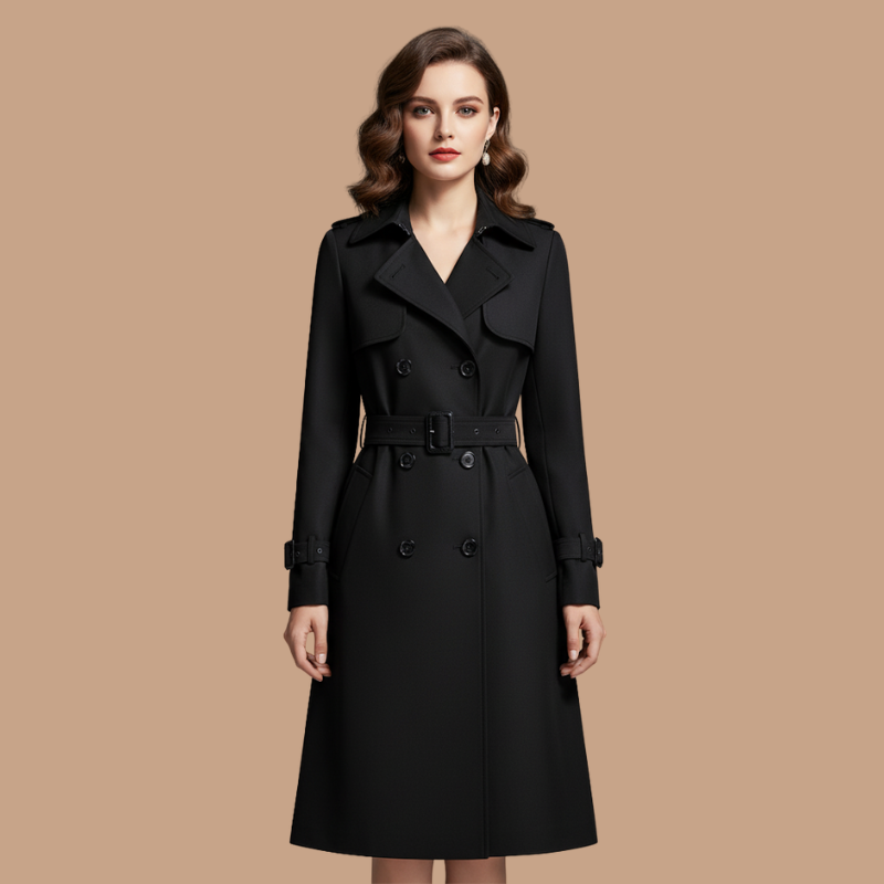 Velvet Belted Windbreaker – Timeless Autumn Elegance
