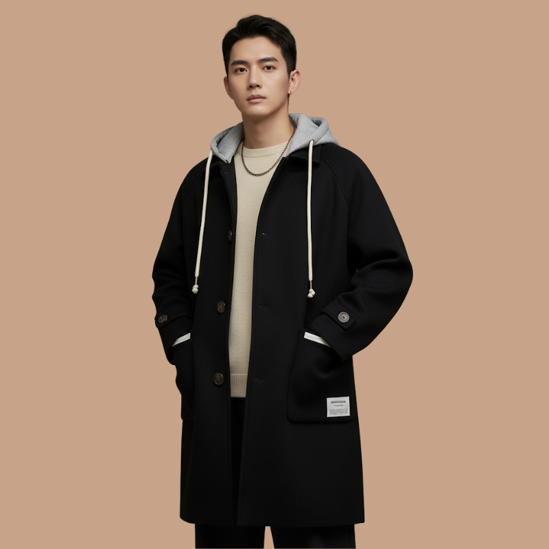 Casual Wool Coat – Minimalist Design with Single Button