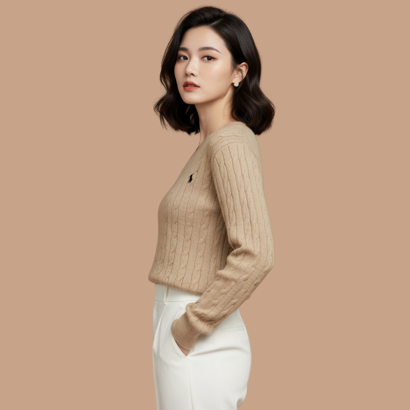 Embroidered V-Neck Knit – Autumn/Winter Eleganc