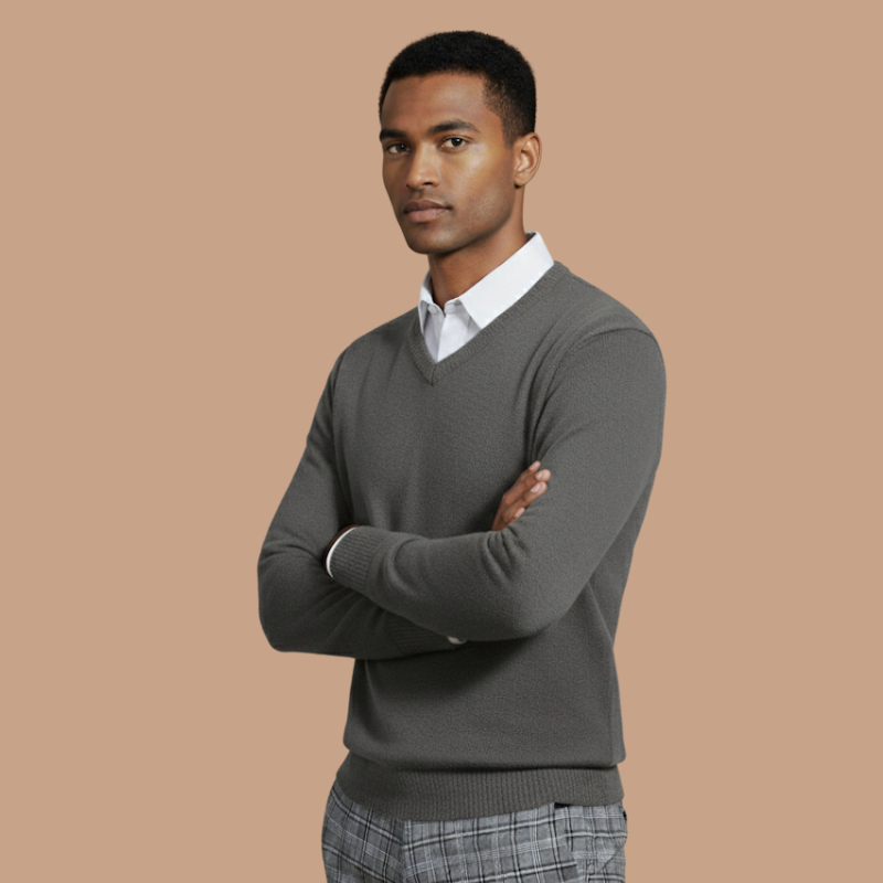 Cashmere-Cotton V-Neck – Business Casual Kni