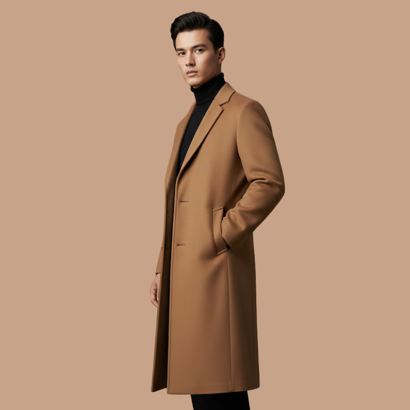 Men’s Casual Wool Overcoat – Elegant Loose-Fit Design