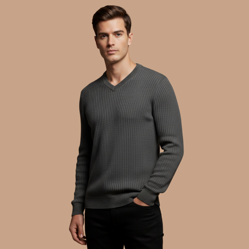 V-Neck Cotton Pullover – Timeless Men’s Knit