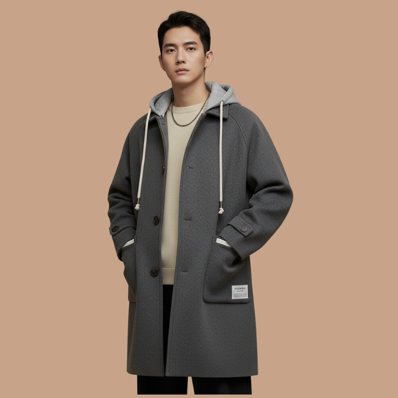 Casual Wool Coat – Minimalist Design with Single Button