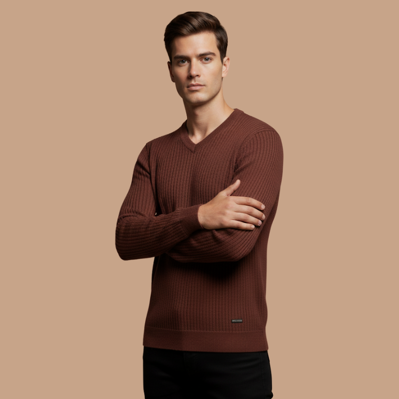 V-Neck Cotton Pullover – Timeless Men’s Knit