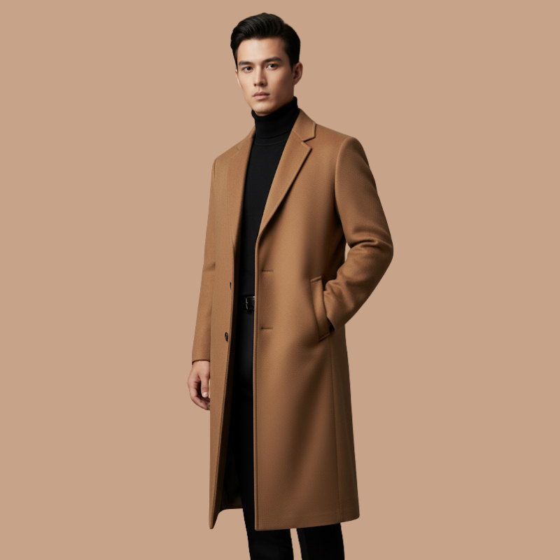 Men’s Casual Wool Overcoat – Elegant Loose-Fit Design