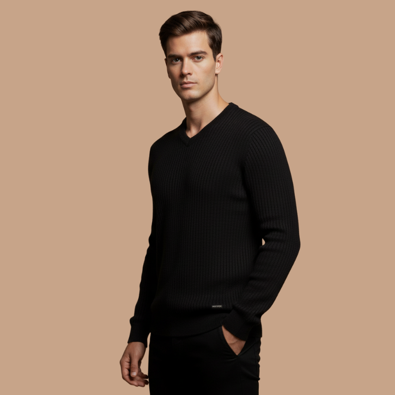 V-Neck Cotton Pullover – Timeless Men’s Knit