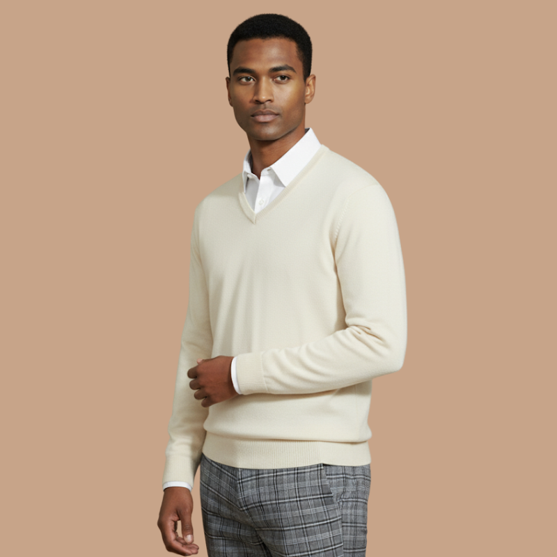 Cashmere-Cotton V-Neck – Business Casual Kni