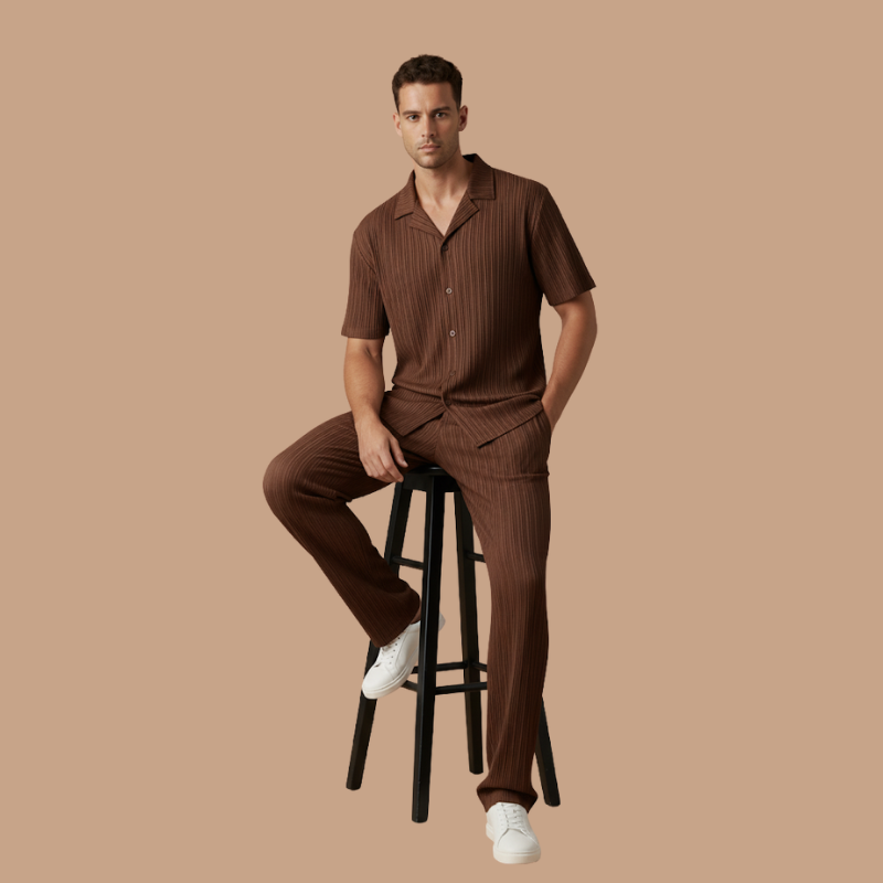 Casual Tracksuit Set – Short-Sleeve Shirt & Trousers