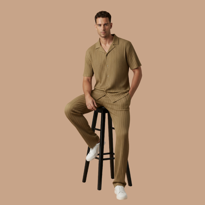 Casual Tracksuit Set – Short-Sleeve Shirt & Trousers