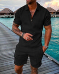 Men’s Premium Summer Set | Short Sleeve Zip Polo & Shorts Co-Ord | Stylish Casual Holiday Outfit