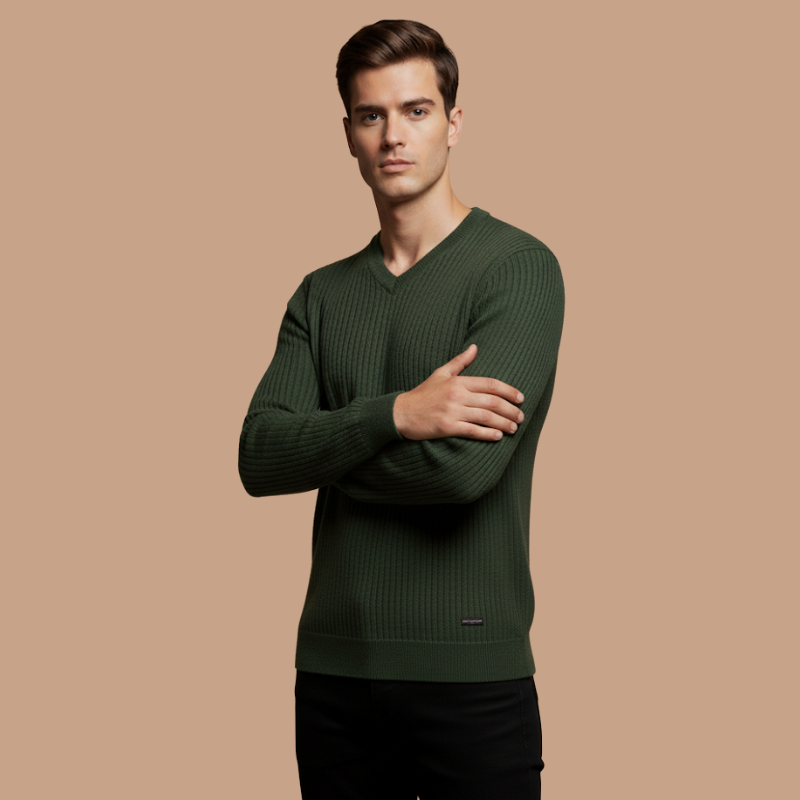 V-Neck Cotton Pullover – Timeless Men’s Knit
