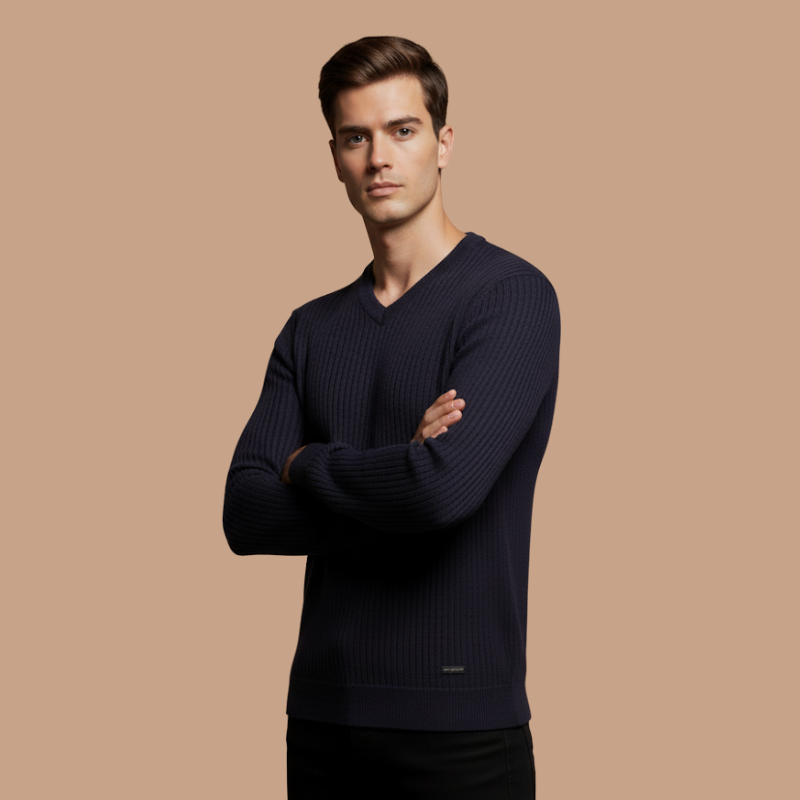V-Neck Cotton Pullover – Timeless Men’s Knit